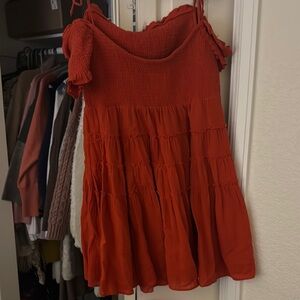 Free People Red Tiered Dress